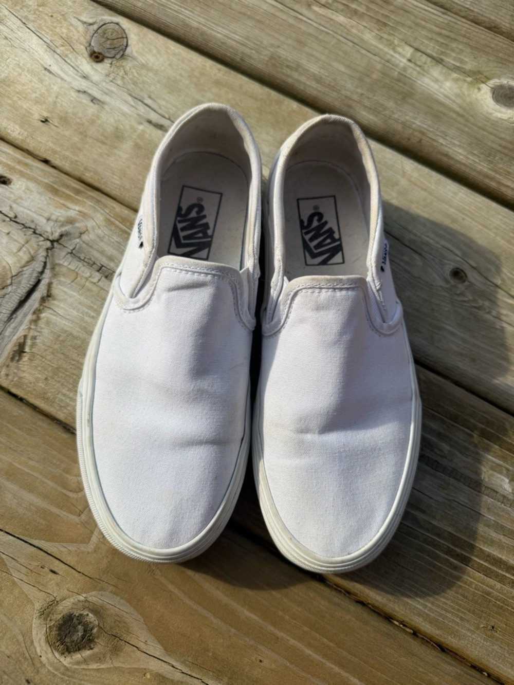Women’s White Vans Canvas Slip-On Sneakers - Size 6.5 - Picture 4 of 8